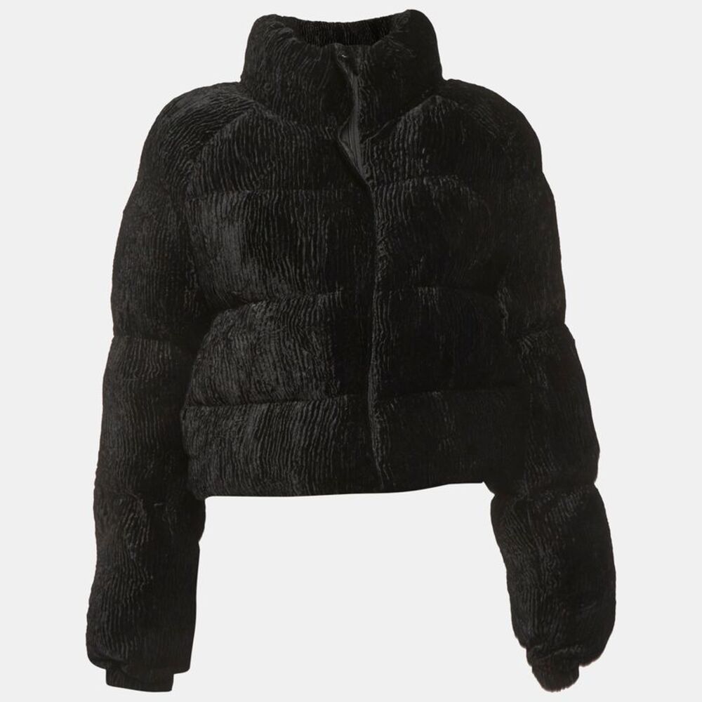 Cult Gaia Black Corduroy Bombon Puffer Jacket Xs